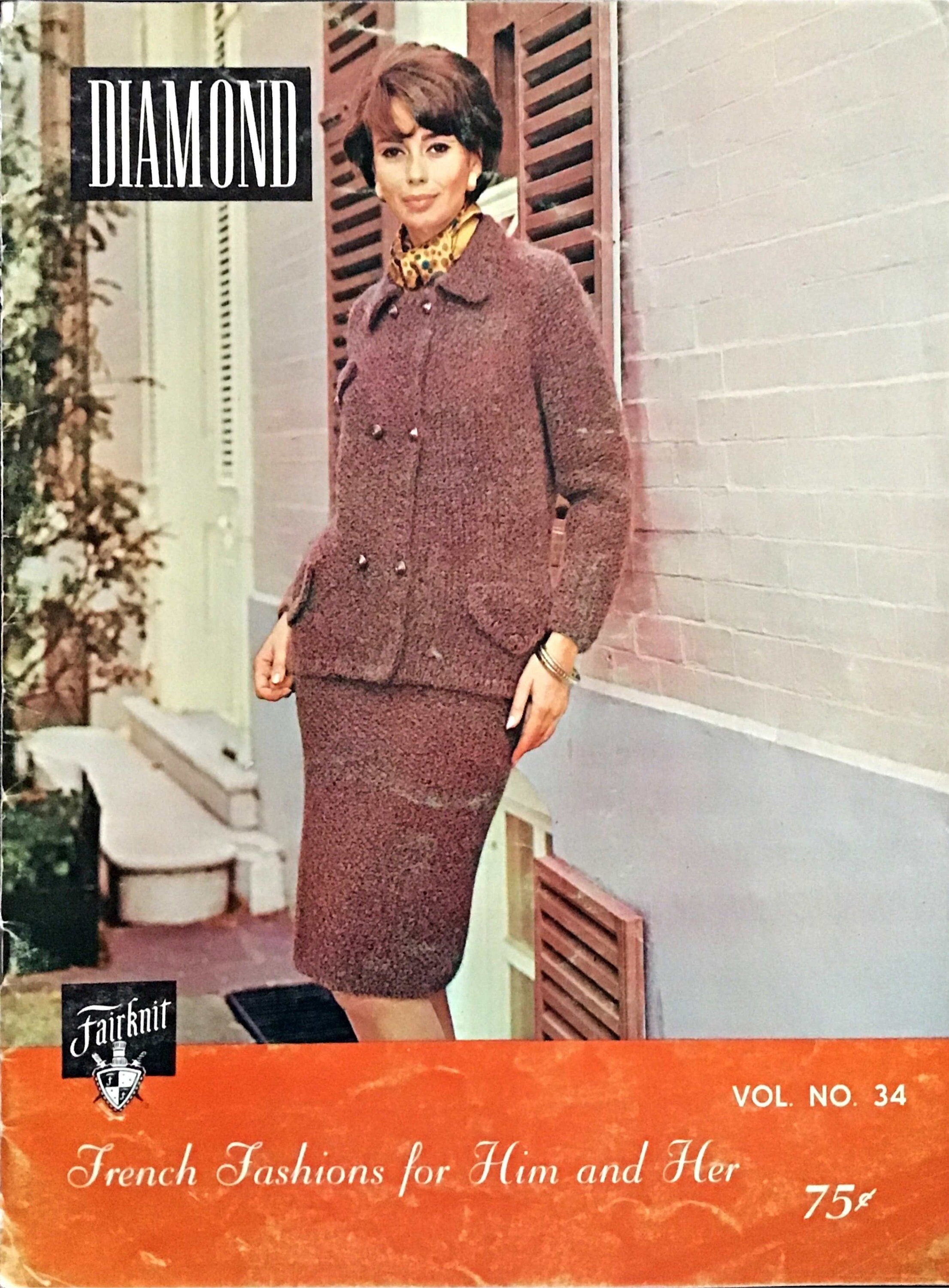 Diamond Fairknit French Fashion – Vintage Knitting & Crochet Pattern Book Vol. 34 – PDF Instant Download