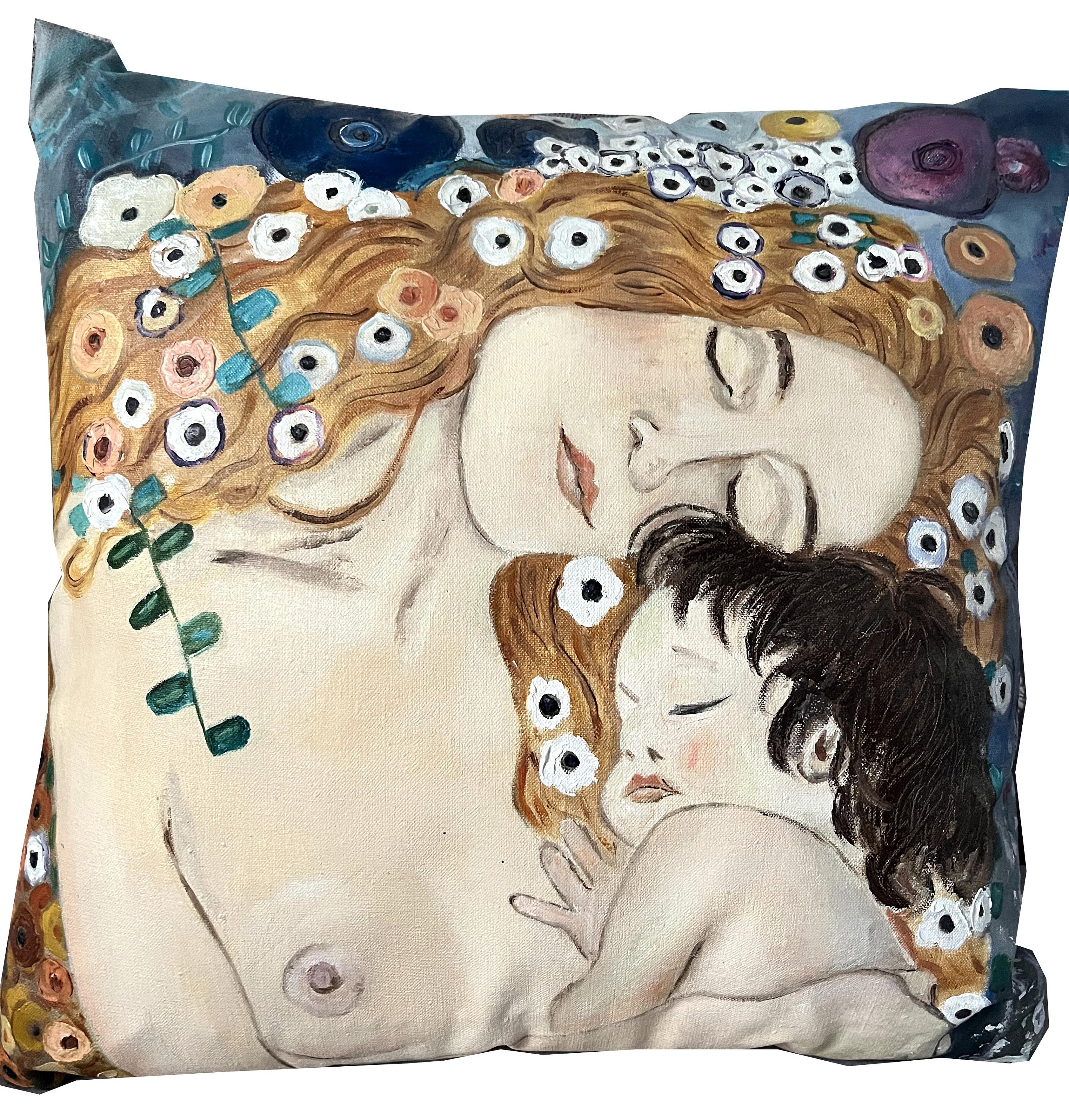 Decorative Textile Pillow With a Fragment of a Painting by Gustav Klimt mother and Child. Etsy