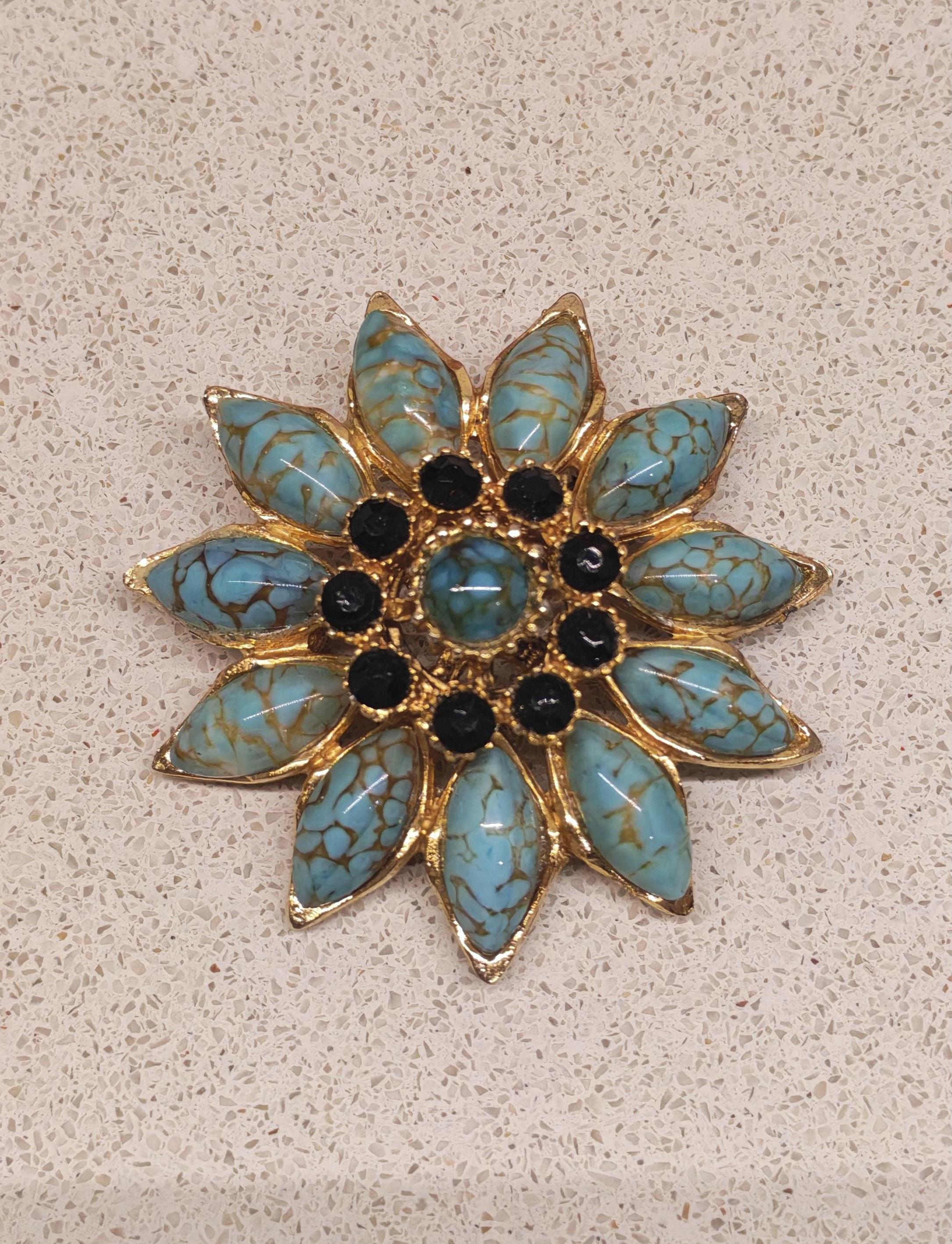 Broche Ancienne En Acier Facetté - Style Antique Vintage, Pièce Unique - Occasion