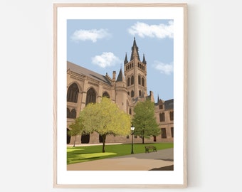 Glasgow University Print | Glasgow Uni Print | University of Glasgow West End | Scotland | Scottish Wall Art | Graduate | Gift