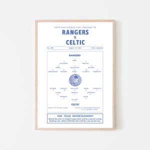 Vintage Celtic FC vs Rangers FC poster | Scottish Football Print | Glasgow Print | Glasgow Gift | Football Wall Art | |