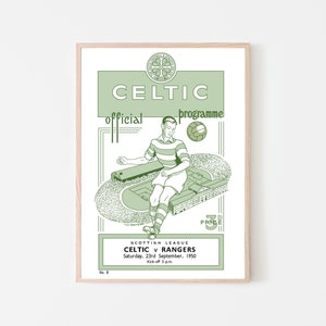 Vintage Celtic FC poster | Scottish Football Print | Celtic Print | Scotland Print | Football Wall Art | Celtic Gift | Football Print |