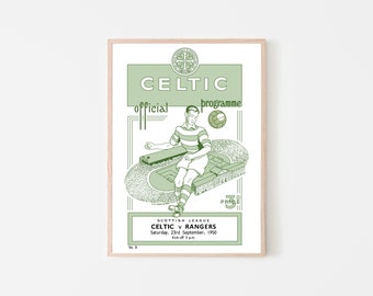 Vintage Celtic FC poster | Scottish Football Print | Celtic Print | Scotland Print | Football Wall Art | Celtic Gift | Football Print |