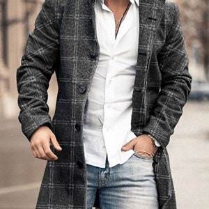 Men's Stylish and Classic Plaid Overcoat Men's - Etsy