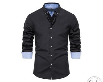 High-Quality Men's Long-sleeved Button Up Shirt, Men's Casual Button Down Dress Shirt for Men, Business Work Shirts for Fashion Men Clothing