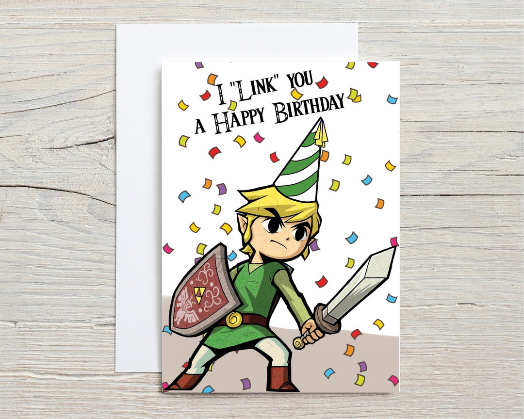 Link Birthday Card Birthday Zelda the Kingdom of Hyrule Nintendo Etsy