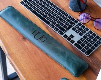 Personalize Leather Desk Organizer, Custom Mouse Pad Keyboard Wrist Rest Monogram Deskmat, Anniversary Gift, Gift for Him, Office Desk Decor