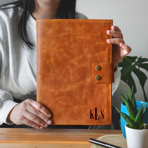 Portafolio de cuero personalizado, Padfolio de cuero personalizado, regalo para ella, regalo para él, soporte para tableta, organizador de cuero, regalo de graduación