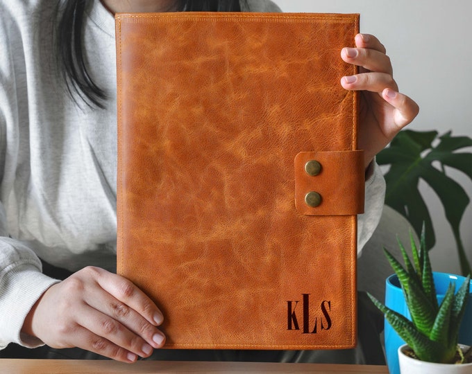 Personalized Leather Portfolio, Custom Leather Padfolio, Gift for Her, Gift for Him, Tablet Holder, Leather Organizer, Graduation Gift