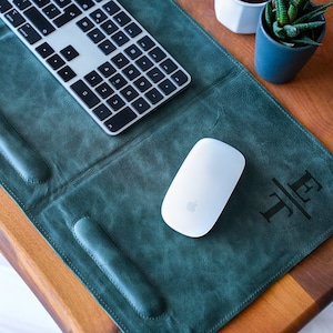 Personalized Mouse Pad Keyboard Wrist Rest, Leather Desk Mat, Custom Large Mousepad Desk Organizer, Office Desk Organizer, Personalized Gift