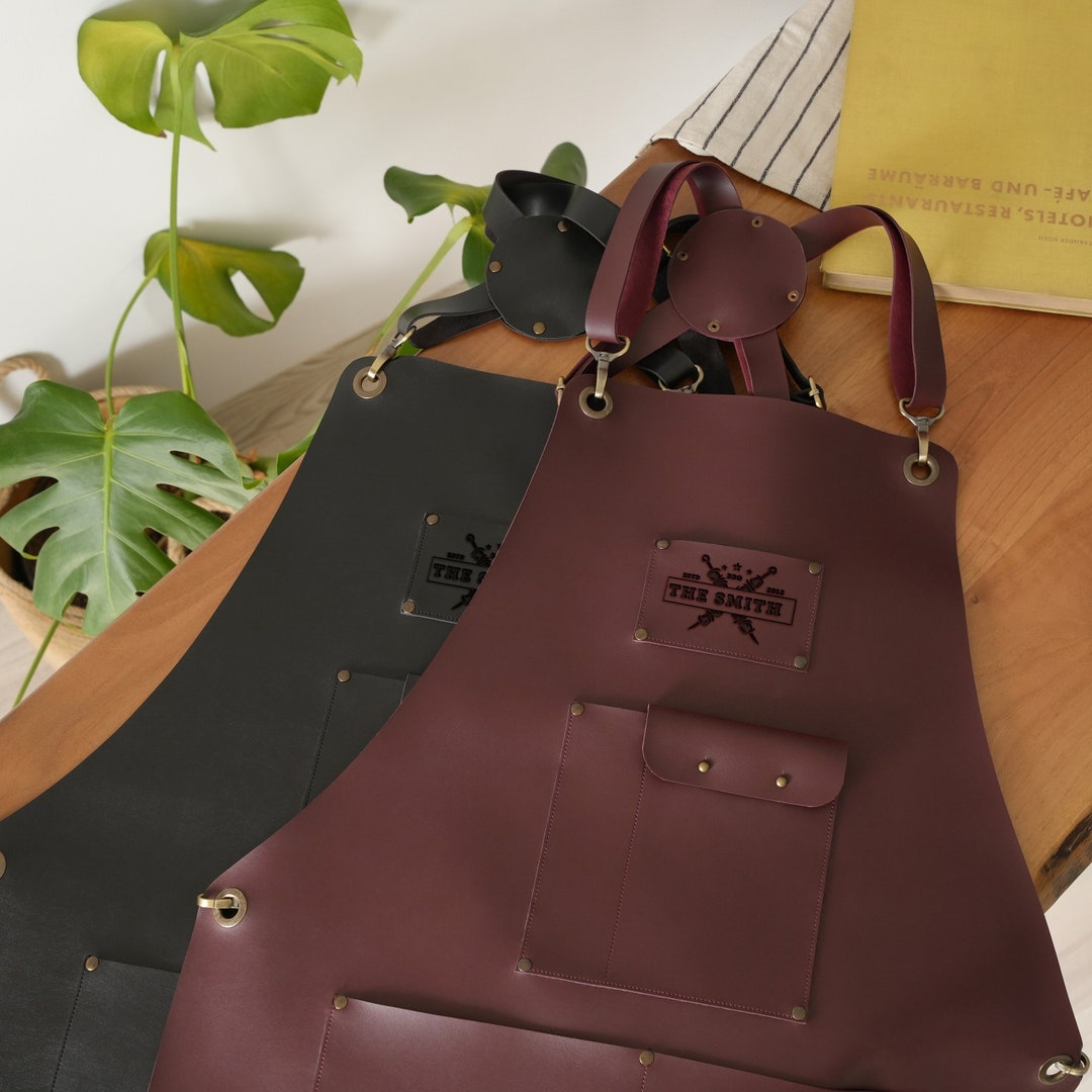 Grilling Dad Custom Leather Apron With Pockets, Personalized BBQ Apron