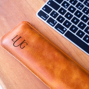Personalized Keyboard Wrist Rest Large Mouse Pad Leather Desk Mat, Custom Monogram Anniversary Gift, Office Decor Desk Organizer