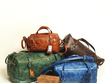 Personalisierte Leder Reisetasche, Handgemachte Weekender Tasche
