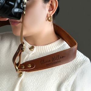 Personalized Leather Camera Strap, Photographer Gift, Adjustable Camera Neck Strap, Custom Gift for Wedding Photographer, Personalized Gifts image 2