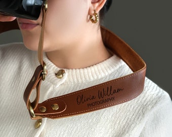 Personalized Adjustable Camera Strap, Leather Gifts for Photographer, Custom Monogram Leather DSLR Camera Strap, Camera Travel Essentials