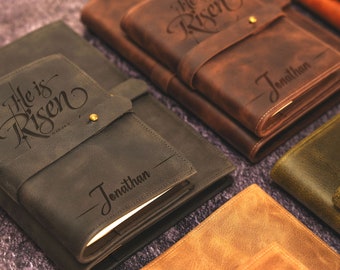 Diario de oración de cuero, regalo cristiano personalizado, diario religioso personalizado, regalo para pastor, diario devocional, diario de fe con monograma.