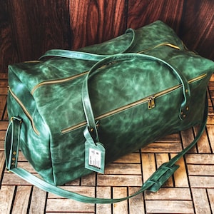 Zakelijke reistas, leren weekendtas met aangepast logo, gepersonaliseerde koffer, zakenreiscadeau, baas cadeau, reisbenodigdheden plunjezakken