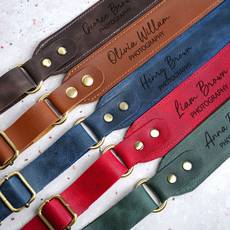 Personalized Leather Camera Strap, Photographer Gift, Adjustable Camera Neck Strap, Custom Gift for Wedding Photographer, Personalized Gifts image 6