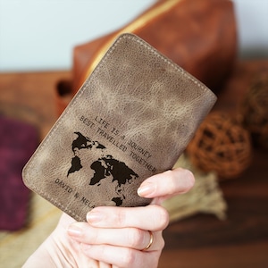 Porta-passaporte personalizado em couro legítimo, porta-passaporte com monograma, carteira de couro personalizada para passaporte, organizador de viagem, presente personalizado
