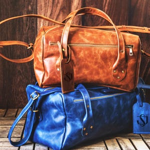 Aangepaste bagagetas met monogram, gepersonaliseerde lederen plunjezak voor mannen, reiskoffer, cadeau vriendje, cadeau echtgenoot, lederen cadeau