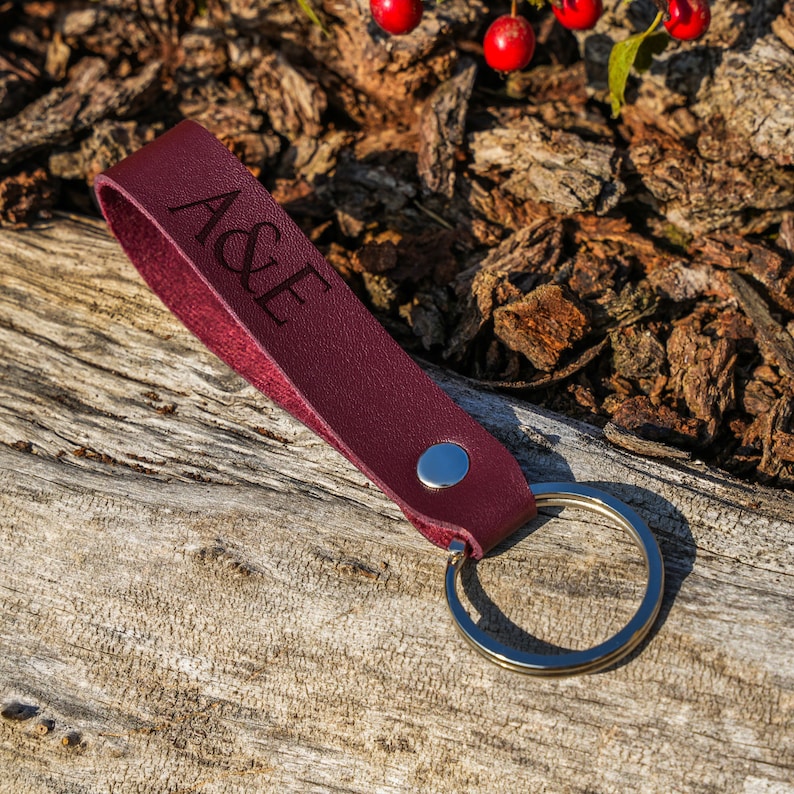 Personalized Leather Keychain, Custom Monogram Keychain, Key Fob ...