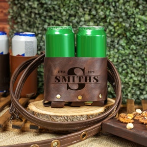Personalized Leather Can Holder, Best Man Proposal Idea, Custom Groomsmen Gift, Bachelor Party Favor for Guests, Custom Beer Can Holder