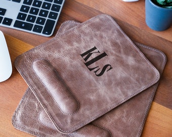 Personalized Leather Desk Mat Set, Handmade Office Organizer, Anniversary Gift