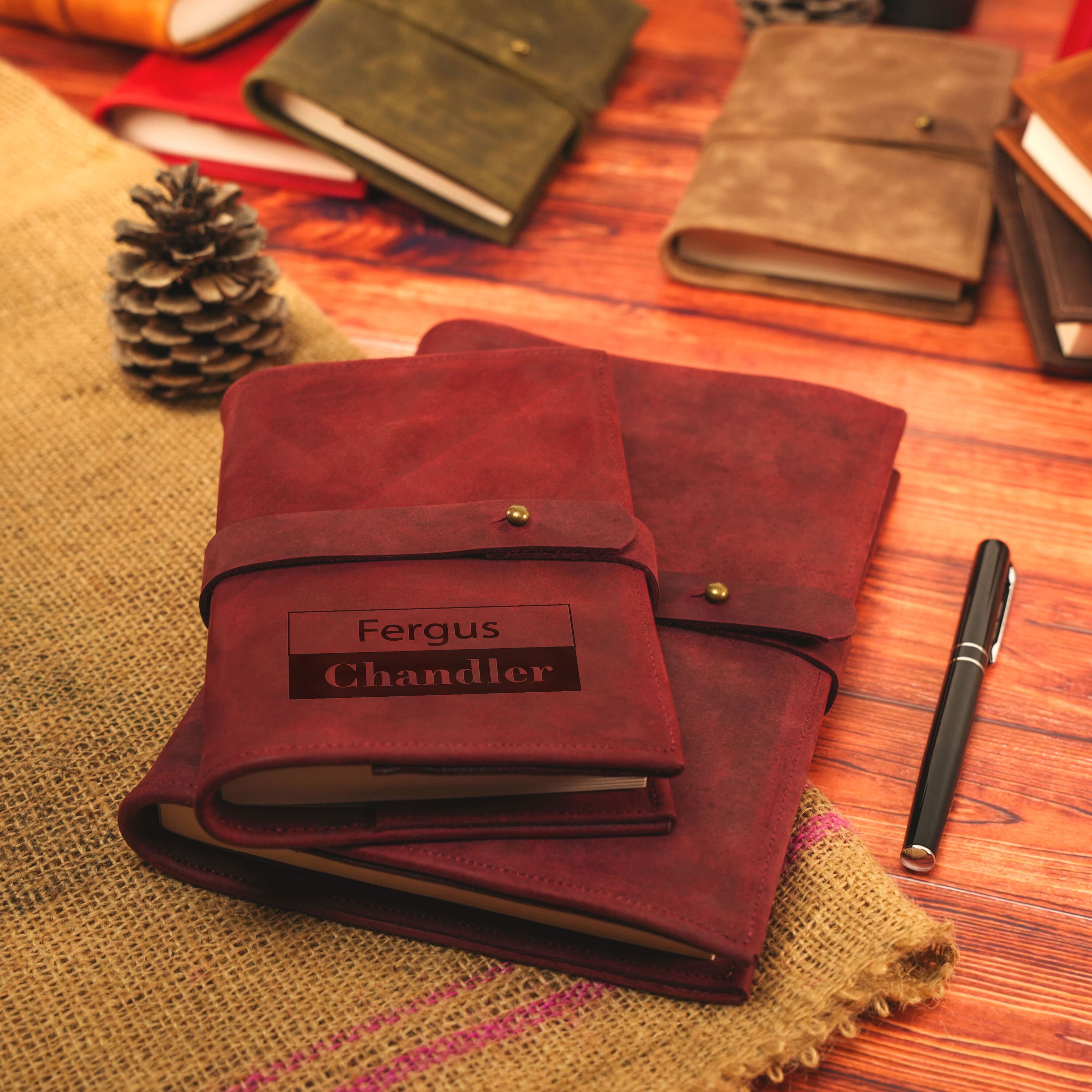 Custom Business Company Logo Leather Journal, Custom A5 Notebook Cover ...