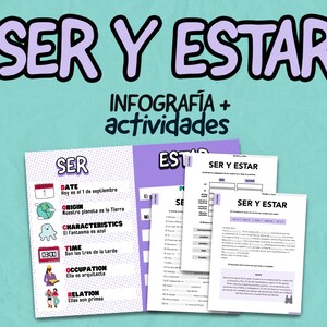 Ser Y Estar (present) Infographic + Chart + 3 Worksheets - Spanish 1 ...