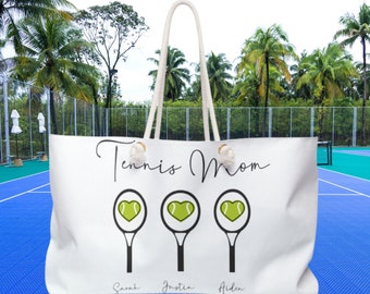 Tennis Bag Personalized Weekender Bag for Tennis Custom Bag for Mom Gift for Tennis Mother Beach Bag Customized Shopping Tote