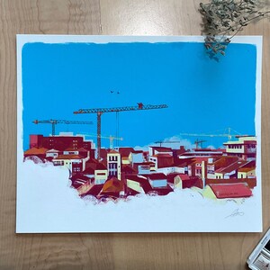 Porto, Portugal City Skyline Travel Illustration | 5x7, 8x10, 11x14 art print | Landscape digital painting