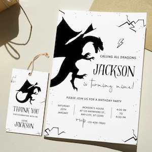 Dragon Birthday Invitation Template: Editable Kids Invite (Digital Download)
