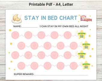 Stay in Bed Chart, Sleeping Chart, Kids Bedtime Chart, Printable ...