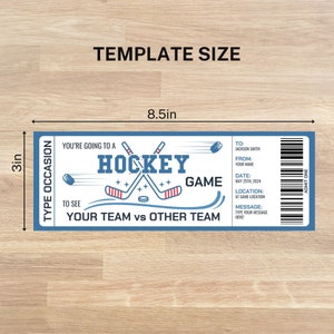 Hockey Ticket Template Editable Sport Ticket Hockey Game Ticket