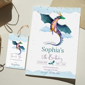 Dragon Birthday Invitation, Dragon Invitation Template, Editable Digital Invitation for Kids, Kids Party Invite, Instant Download
