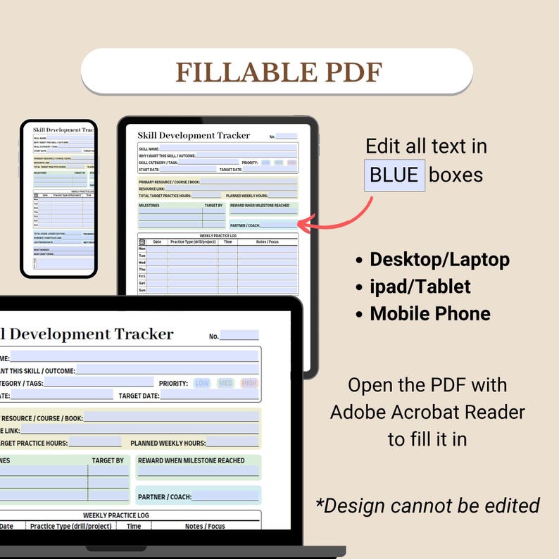 Tracker für die Entwicklung der Fähigkeiten, Lernfortschritts-Tracker, Übungsplaner für persönliches Wachstum und Zielverfolgung Bild 5