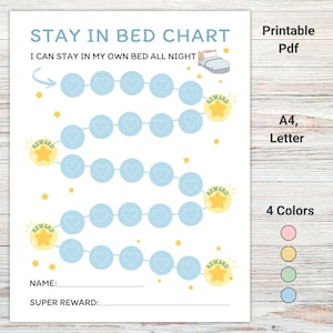 Stay in Bed Chart, Kids Sleeping Chart, Bedtime Chart Pdf, Printable Behavior Chart, Toddler Reward Chart, Training Chart