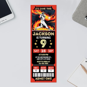 Baseball Ticket Vorlage, bearbeitbare Baseball Einladung, Baseball Geburtstagseinladung, digitales Ticket, druckbares Ereignisticket