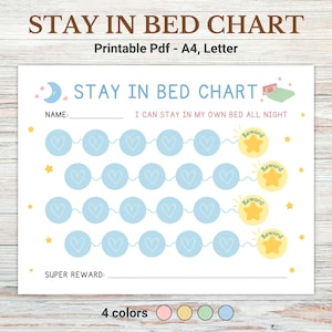 Bleiben Sie im Bett, Schlafplan, Kinder Bettzeit Chart, druckbare Verhaltenskarte, Belohnungskarte