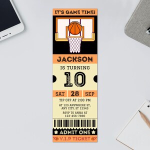 Basketball Ticket Einladung, bearbeitbare Basketball Einladung, Basketball Geburtstag einladen, Digitales Ticket, Überraschungseventticket