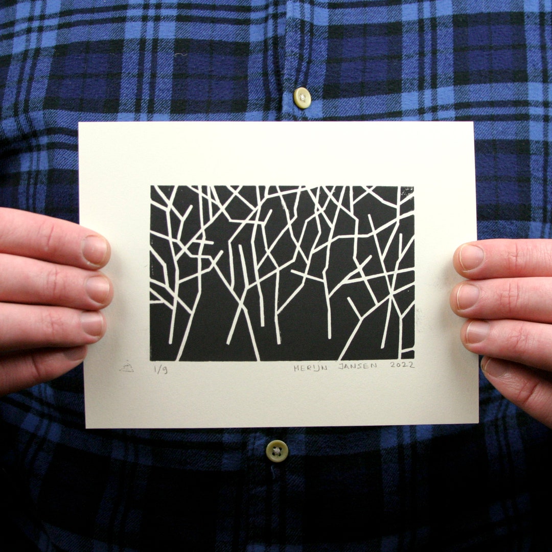 Linocut Tree Pattern Tree N.10 Linocut Print - Etsy