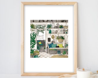 Illustration, giclee print, 24x30 cm, decorative art, I am in the garden