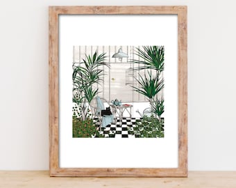 Illustration, impression giclée, 24x30 cm, art décoratif, Le jardin d'hiver