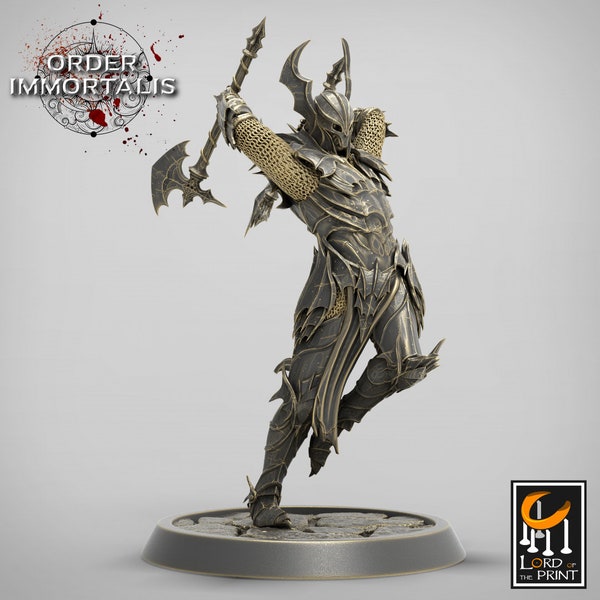 Blood Knight Axe Strike - Order Immortals - Blood Knight Hammer - Rescale Miniatures - 3D Printed Resin Miniature - D&D/Pathfinder/Fantasy