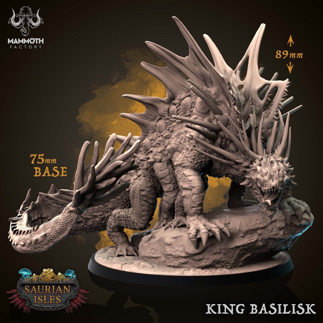 King Basilisk Saurian Isles Mammoth Factory 3D Printed Resin Miniature