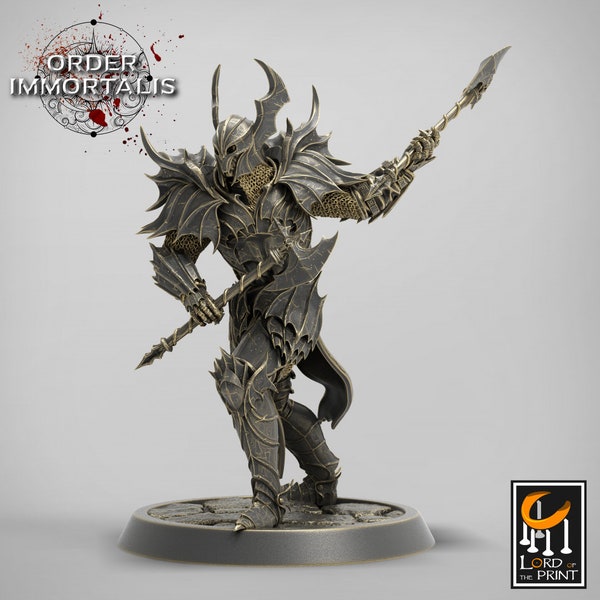 Blood Knight Axe Charge - Order Immortals - Blood Knight Hammer - Rescale Miniatures - 3D Printed Resin Miniature - D&D/Pathfinder/Fantasy