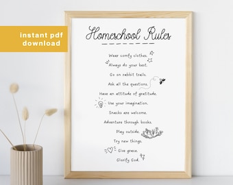 Homeschool Rules Poster | Christian Home Classroom Decor (PDF)