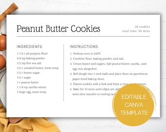 Simple Recipe Card | Editable Recipe Card Template | Minimalist Recipe Card | Personalized Printable DIY Recipe Card | 4x6 and 5x7