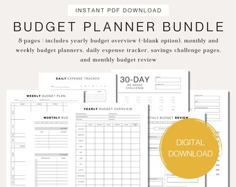 Budget Planner Bundle | Financial Savings Tracker (Digital Download)