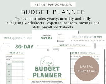 Budget Planner Printable | Expense Tracker, Debt Payoff (PDF Download)